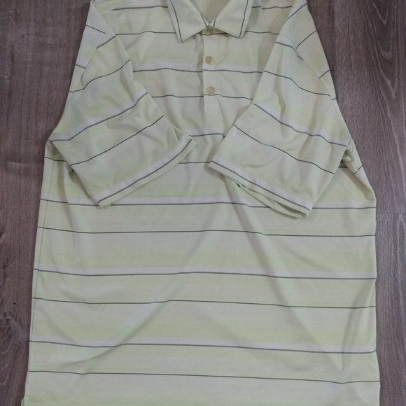 Men's Nike Golf Polo Shirt Dri-Fit Size Large Yellow Striped - Picture 4 of 5